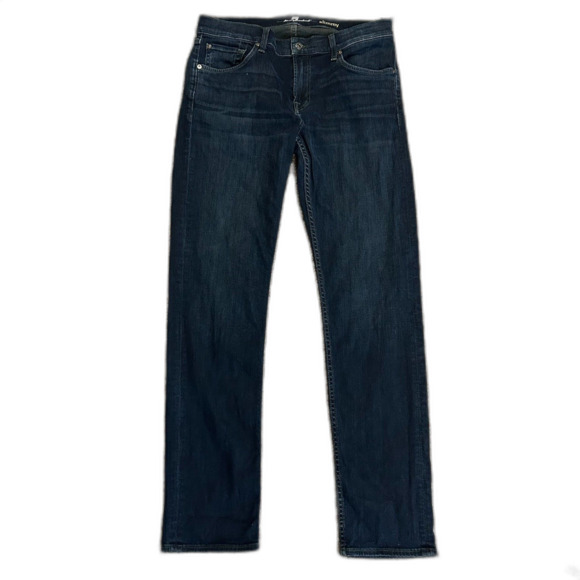 7 For All Mankind Slimmy Blue Dark Wash Mid-Rise Slim Fit Jeans Size 32 - Picture 2 of 13